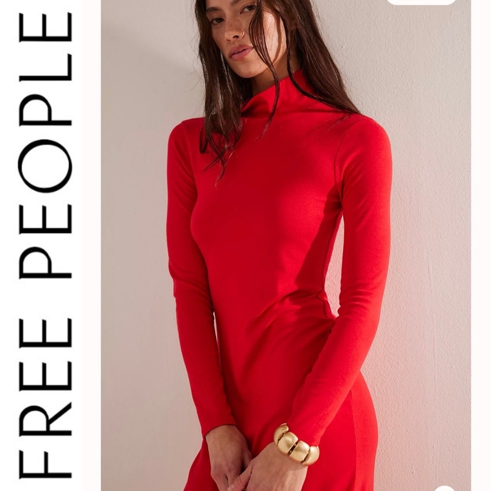 NEW Free People Free-EST Good Feels Mockneck Midi Dress xs - Picture 2 of 10